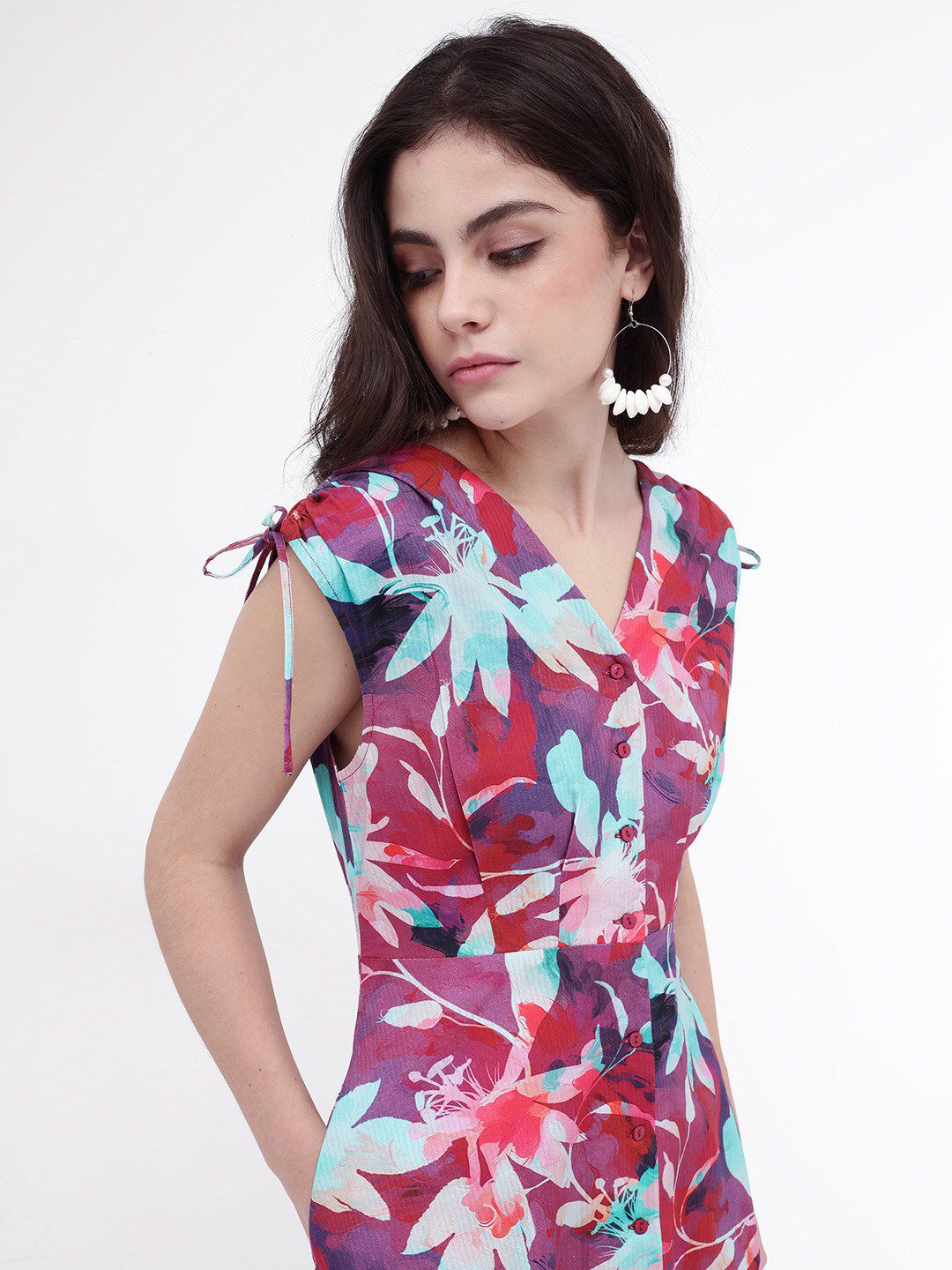 Pakaian Midi Fit & Flare Cetak Bunga RAREISM