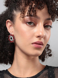 Anting-anting kancing bunga bersalut perak