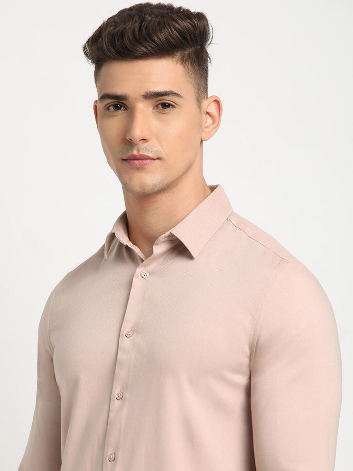 THE BEAR HOUSE Spread Collar Long Sleeves Slim Fit Casual Shirt