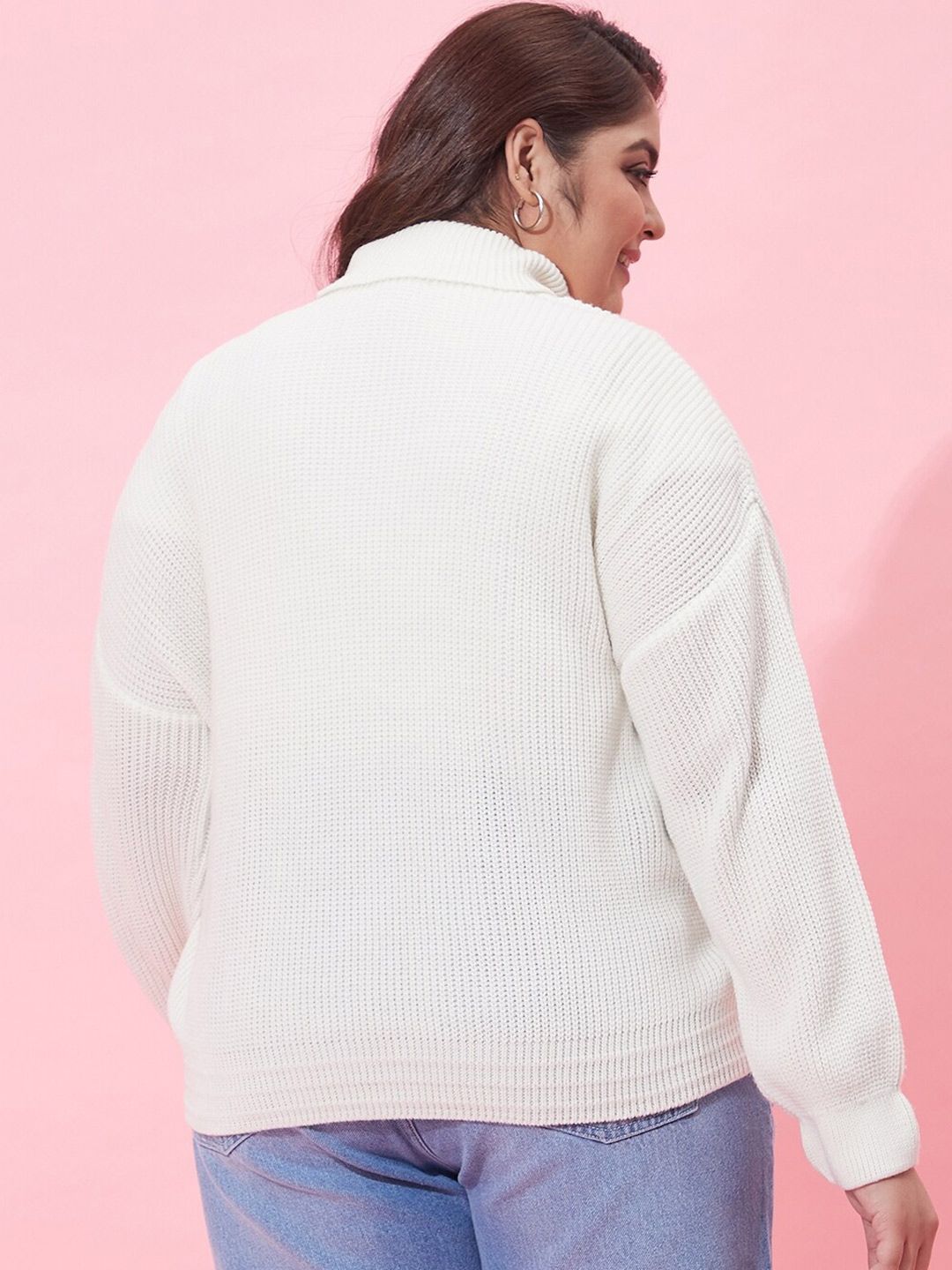 CURVY STREET Women Plus Size Ribbed Acrylic Pullover