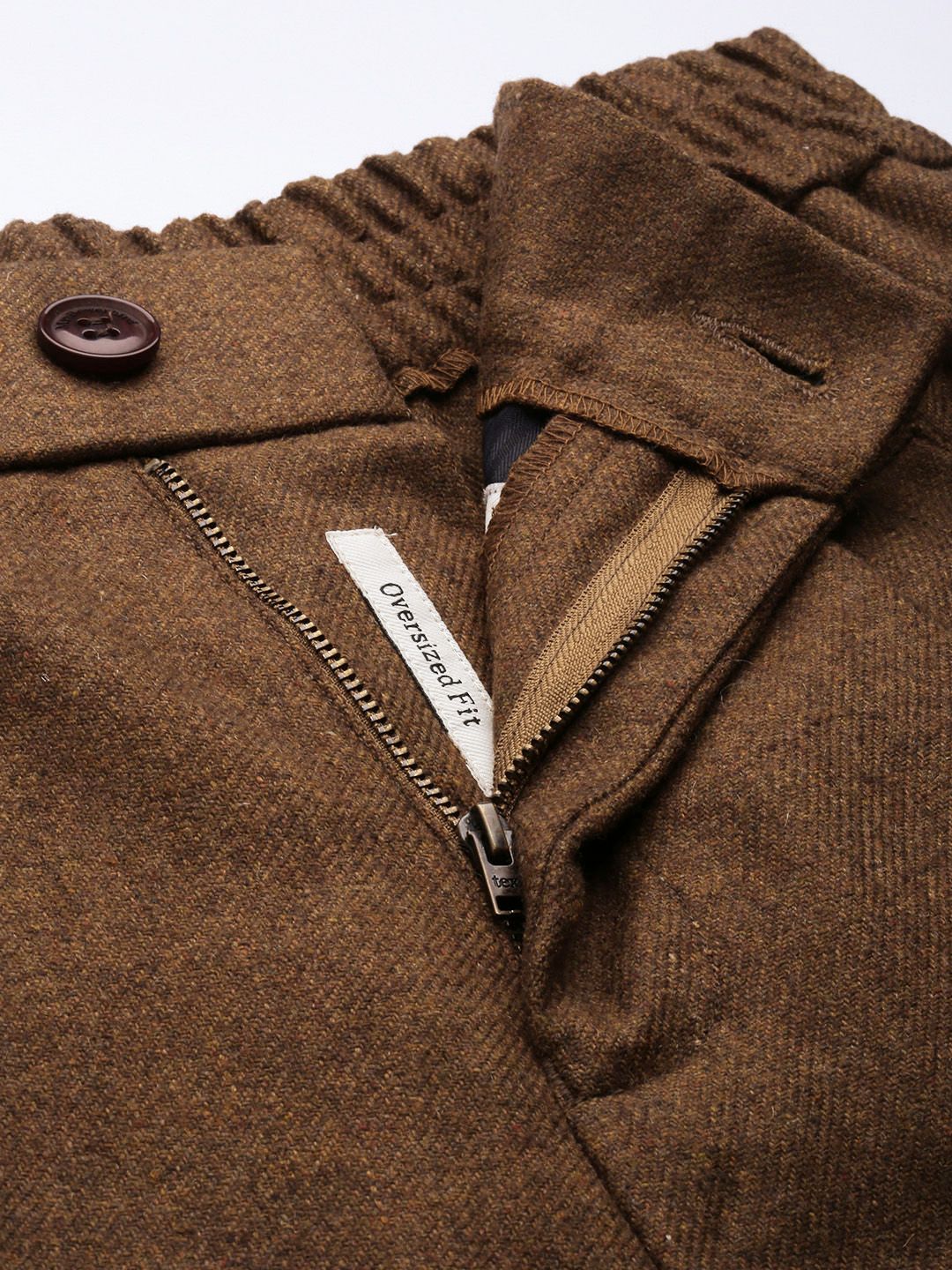 Mr Bowerbird Men Solid Tweed Pleated Cargos Trousers
