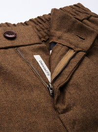 Mr Bowerbird Men Solid Tweed Pleated Cargos Trousers