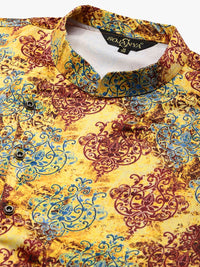 SOJANYA Kurta Solid Maroon Lelaki dengan Jaket Churidar & Printed