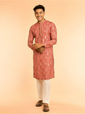 Diwas oleh Manyavar Ethnic Motifs Dicetak Mandarin Collar Mandarin Straight Kurta