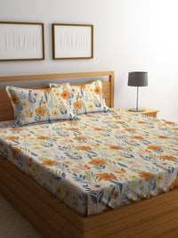Myntra Elegant Homes Yellow & Orange Printed 300 TC King Bedsheet Set 2.50 m x 2.50 m