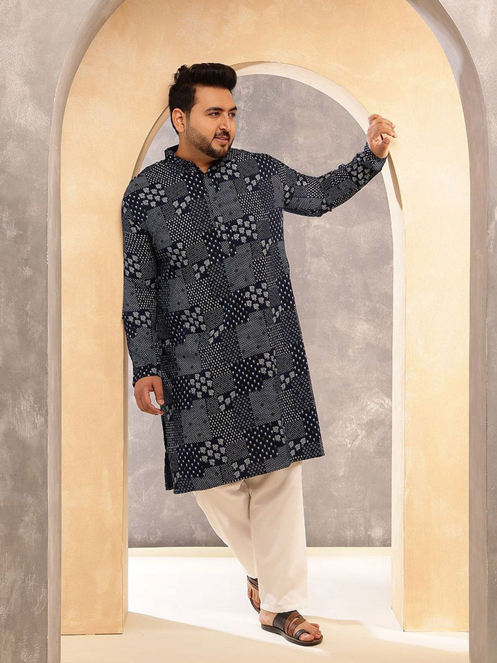 SOJANYA PLUS Men Bandhani Printed Bandhani Daily Cotton Straight Kurta
