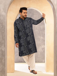 SOJANYA PLUS Men Bandhani Printed Bandhani Daily Cotton Straight Kurta