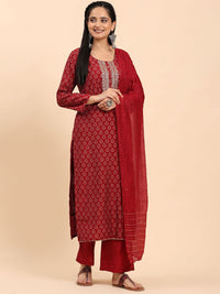 Mamicha Women Ethnic Motifs Printed Regular Pure Cotton Kurta with Palazzos & With Dupatta