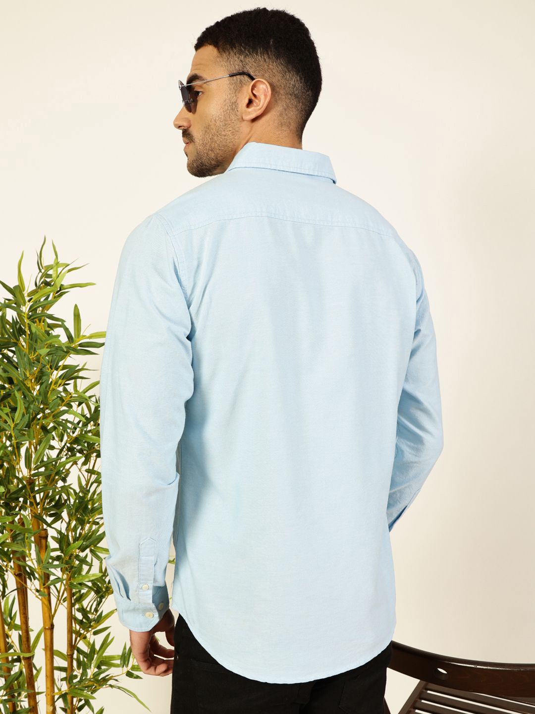 Thomas Scott Men Premium Button-Down Collar Solid Pure Cotton Slim Fit Casual Shirt