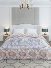 Monte Carlo Brown & White Ethnic Motifs Printed Mild Winter 210 GSM Double Bed Duvet