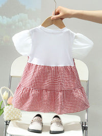 YK Girls Cotton Checked Pinafore Dress