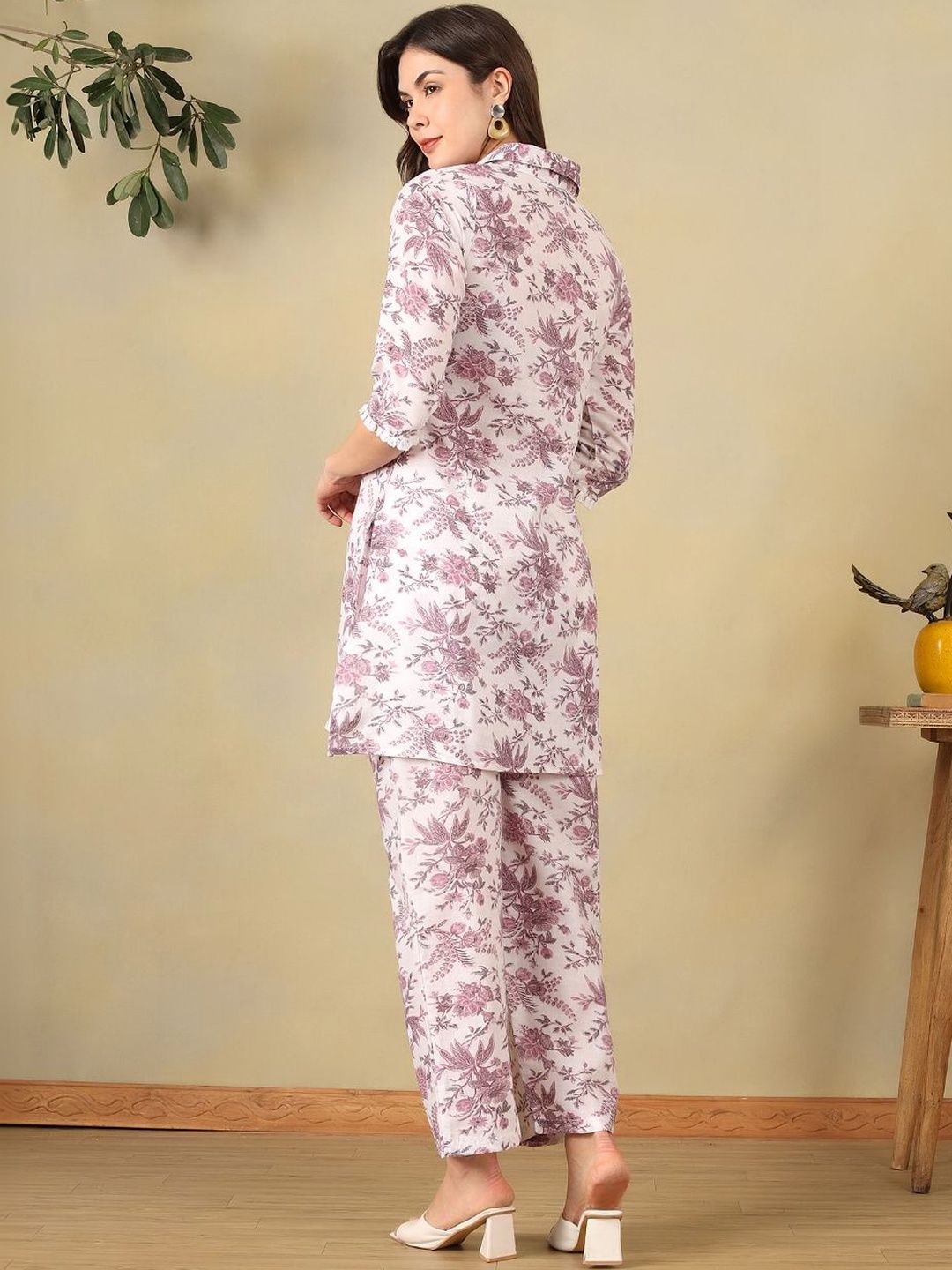 Mamicha Floral Cotton Printed Tunic with Trousers