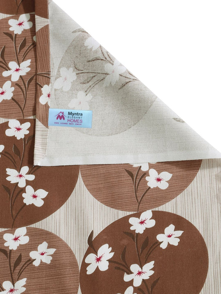 Myntra Elegant Homes Coklat & Putih Kapas Bunga 400 TC Set Cadar King 2.50 m x 2.25 m