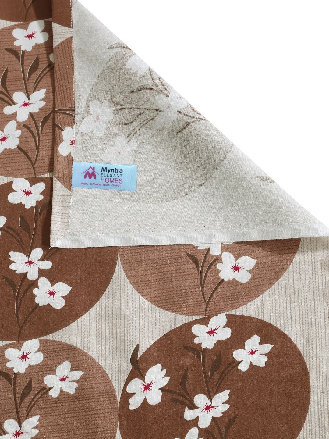 Myntra Elegant Homes Coklat & Putih Kapas Bunga 400 TC Set Cadar King 2.50 m x 2.25 m