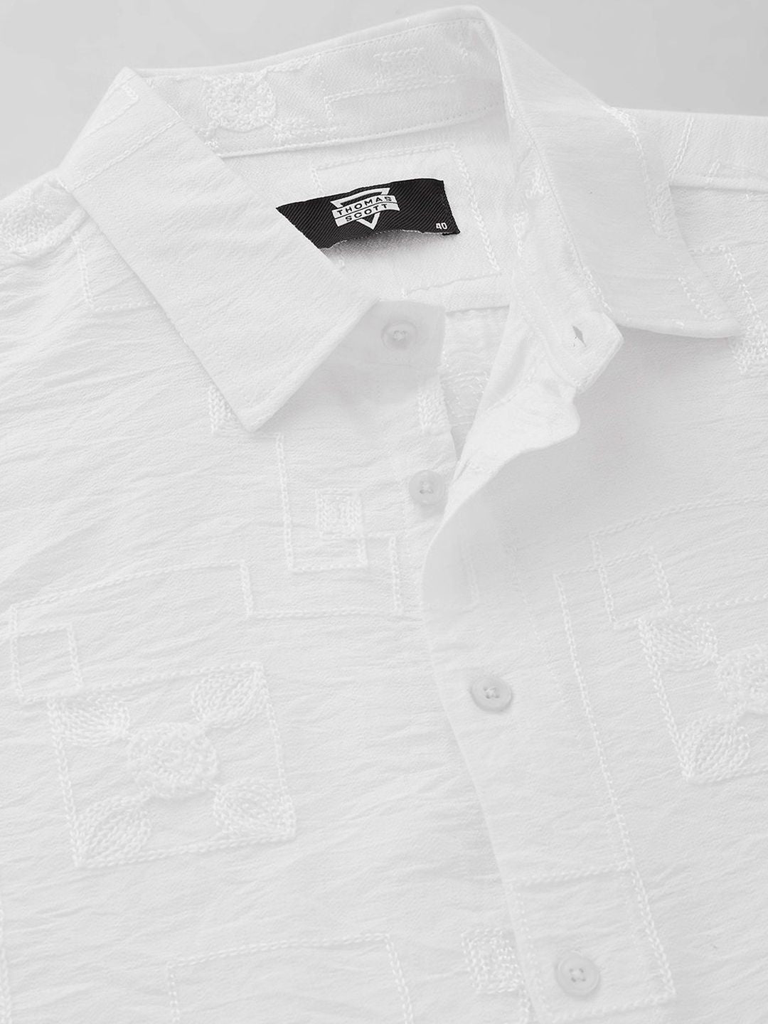 Thomas Scott Men Embroidered Regular Fit Casual Shirt