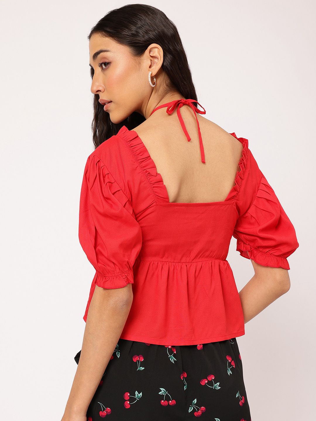 DressBerry Fairy-Collection Sweetheart Tie-Up Neck Cotton Empire Top