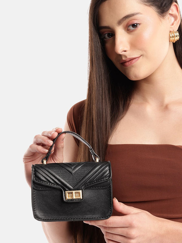 DressBerry Textured Structured Satchel Bag