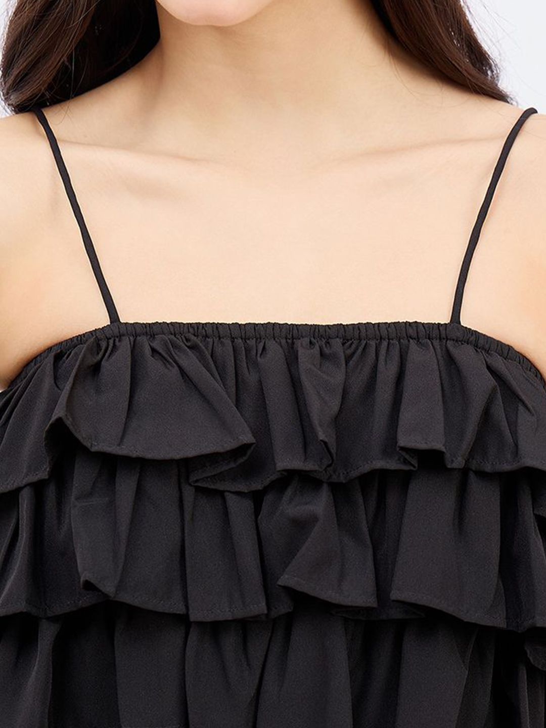 Berrylush Women Ruffles Fitted Crop Top