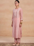Rumah Wanita Chikankari Motif Etnik Bersulam Kurta Chikankari Biasa dengan Seluar