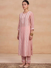 Rumah Wanita Chikankari Motif Etnik Bersulam Kurta Chikankari Biasa dengan Seluar