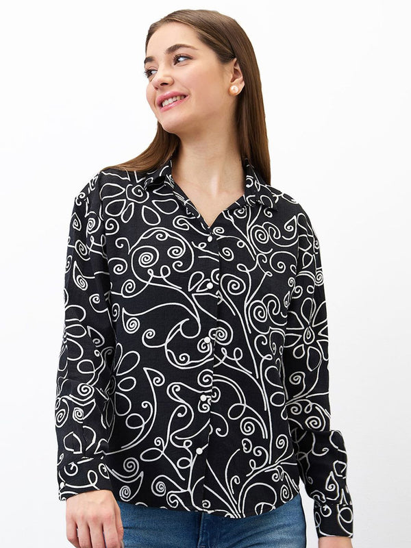 Spykar Women Printed Shirt Style Top