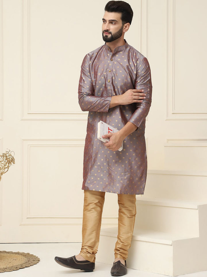 SOJANYA Kurta Kolar Mandarin Rekaan Tenun Geometrik dengan Churidar