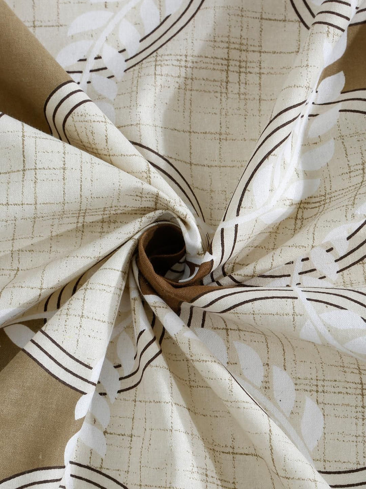 KLOTTHE Beige Geometric 400 TC King Bedsheet with 2 Pillow Covers