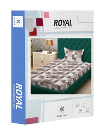 KLOTTHE Brown Geometric 400 TC Single Bedsheet with 1 Pillow Covers