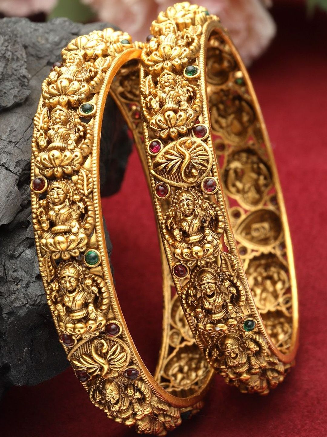 Set PANASH 2 24 CT Bersalut Emas Gelang Boleh Laras Bertampal Batu AD