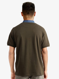 RARE RABBIT Men Solid Polo Collar Cotton T-shirt