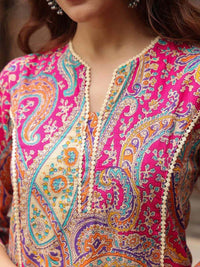 Rain & Rainbow Women Ethnic Motifs Printed Flared Sleeves Mirror Work Kurta