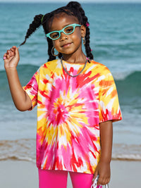 YK Girls Tie-Dye T-shirt with Leggings Clothing Set