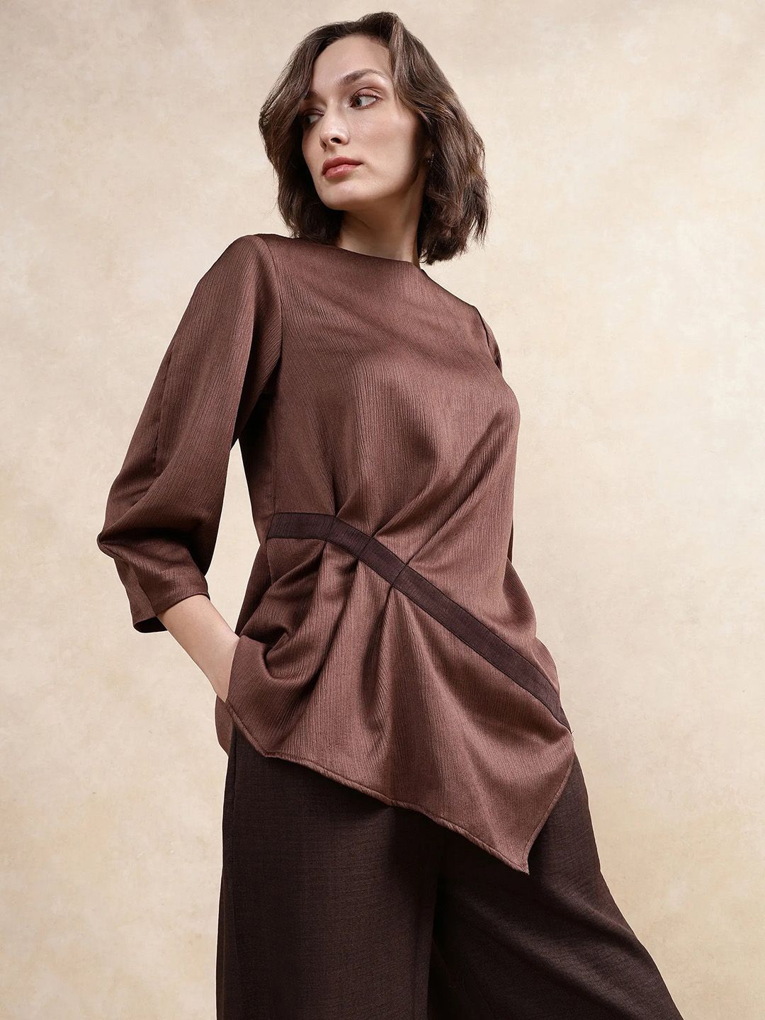 RAREISM Women Solid Round Neck Top