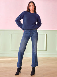 AND Women Self Design Round Neck Long Sleeves Top