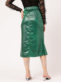 DressBerry Regal Radiance Faux Leather Coating Midi Straight Skirt