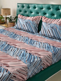 KLOTTHE Abstract 300 TC Cotton Blend Fitted Super King Double Bedsheet Set
