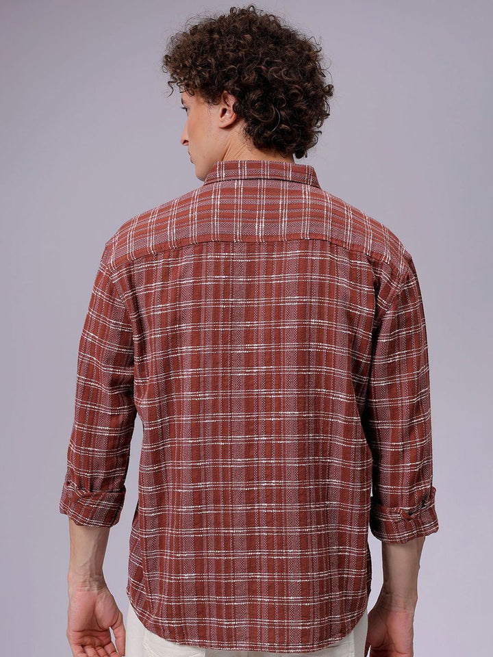 The Indian Garage Co Men Relaxed Fit Textured Checked Resortwear Shirt