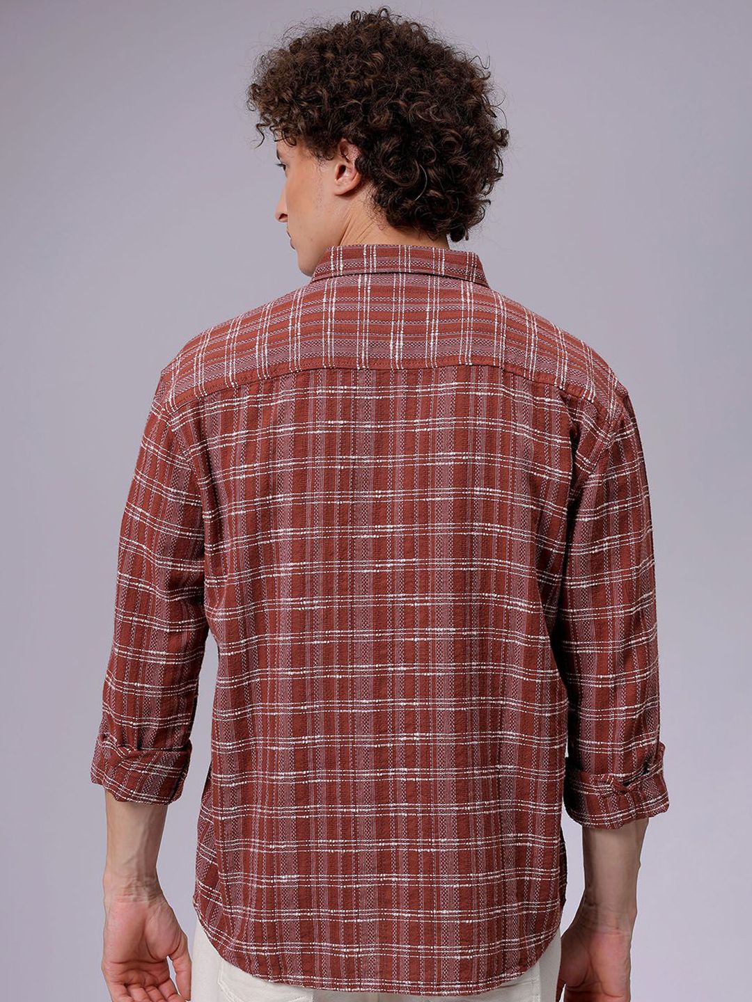 The Indian Garage Co Men Relaxed Fit Textured Checked Resortwear Shirt