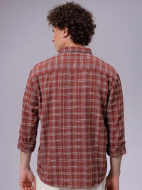 The Indian Garage Co Men Relaxed Fit Textured Checked Resortwear Shirt