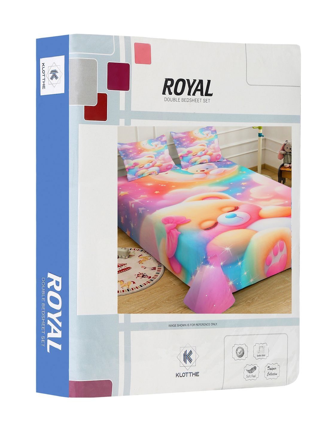 KLOTTHE  Pink Cartoon Characters Polycotton Regular 400 TC King Superfine Bedsheets