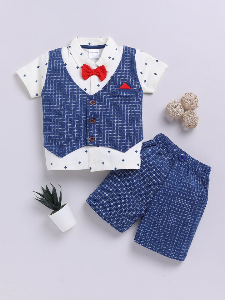 Moms Love Infant Boys Checked Pure Cotton Clothing Set