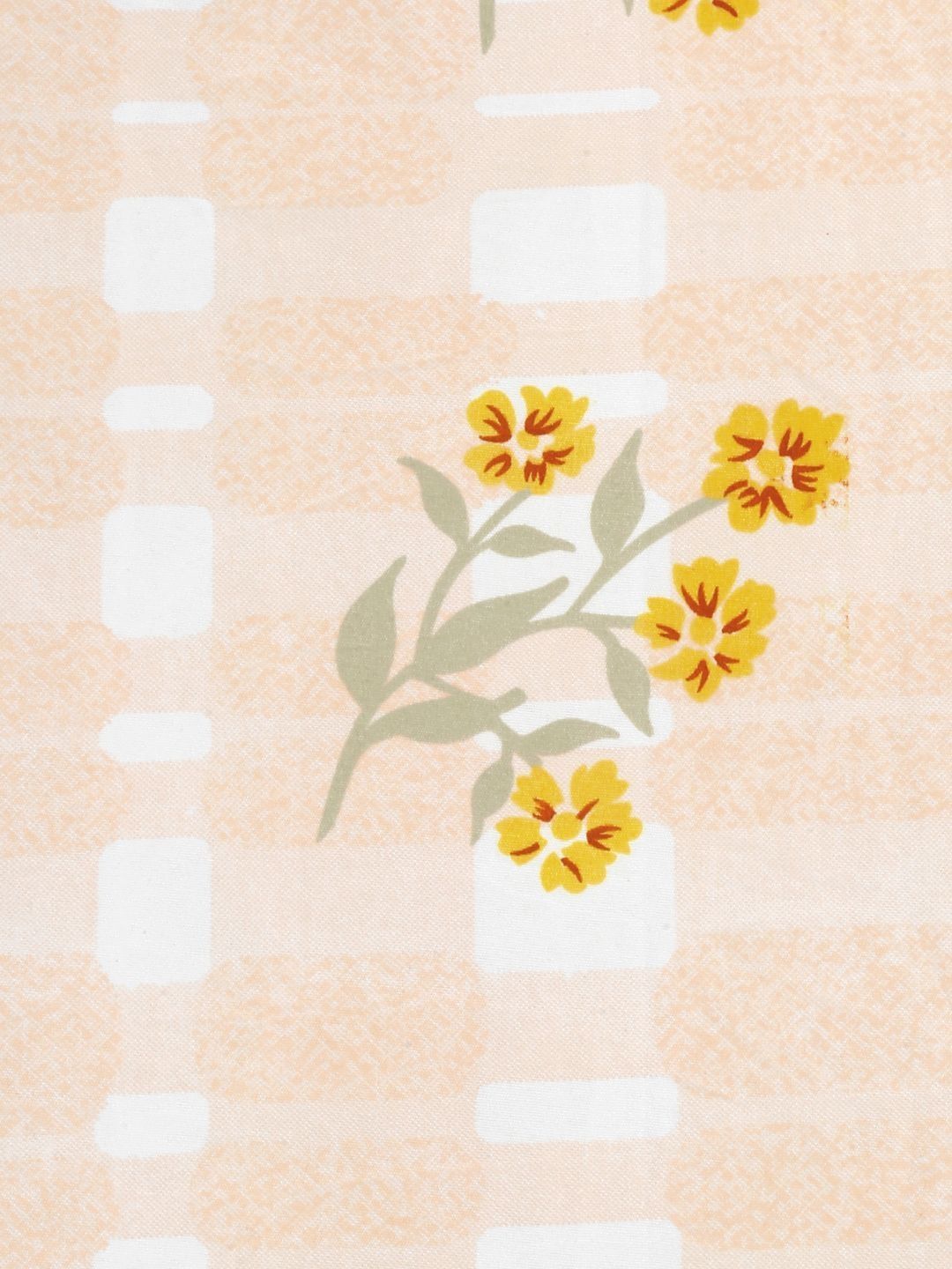 Myntra Elegant Homes White & Yellow Floral 300 TC Cadar Tempat Tidur Single dengan 1 Sarung Bantal
