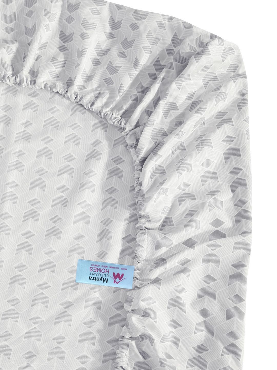 Myntra Elegant Homes Grey & White Geometric 300 TC King Bedsheet with 2 Pillow Covers