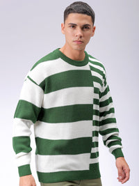 The Indian Garage Co Men Round Neck Long Sleeves Striped Pullover