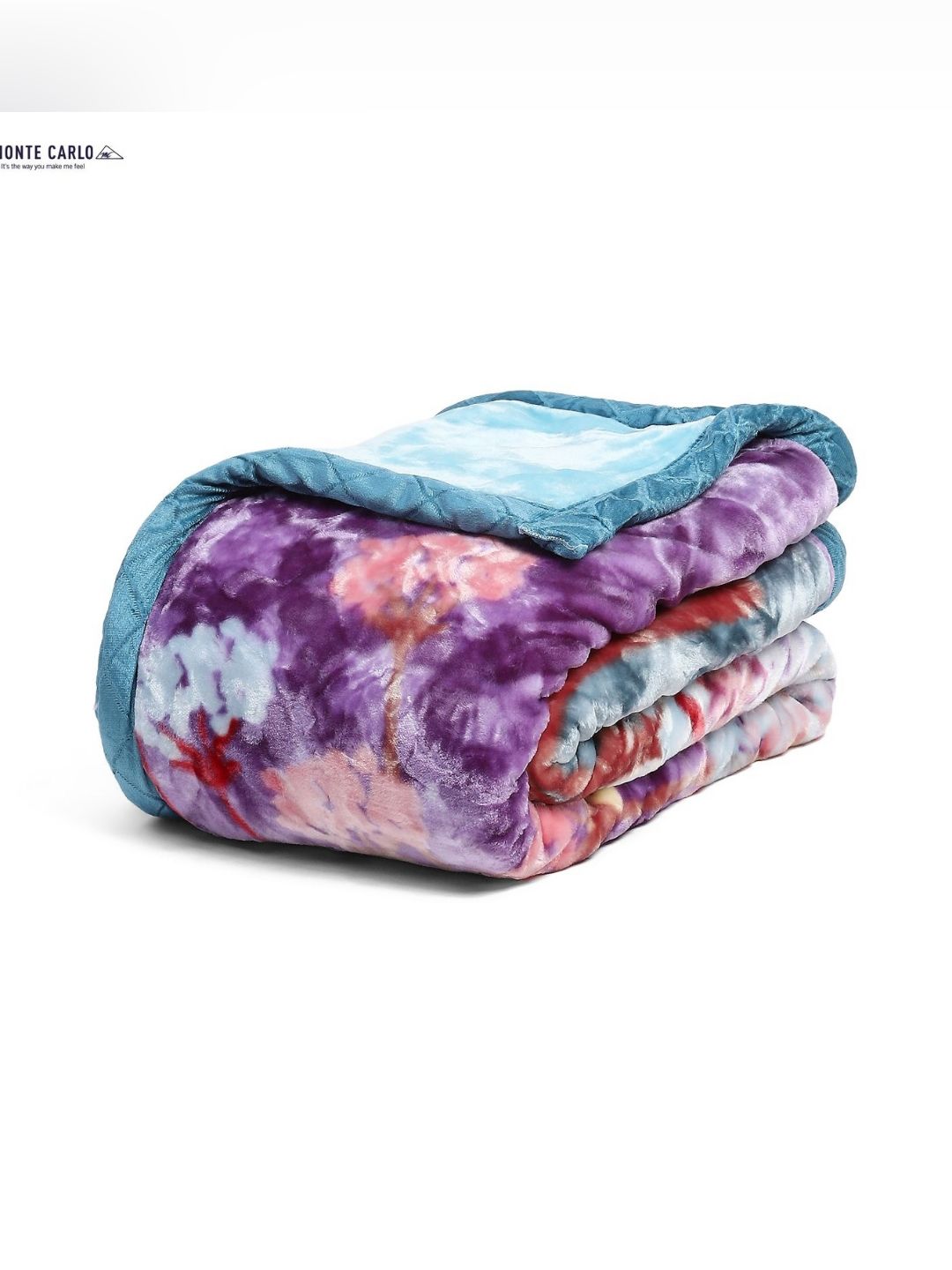 Monte Carlo Blue & Purple Floral Printed Mild Winter Single Bed Blanket