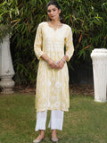 Rumah Wanita Chikankari Motif Etnik Bersulam Chikankari Cetakan Indie Kurta
