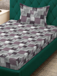 KLOTTHE Purple Geometric Cotton Single Bedsheets