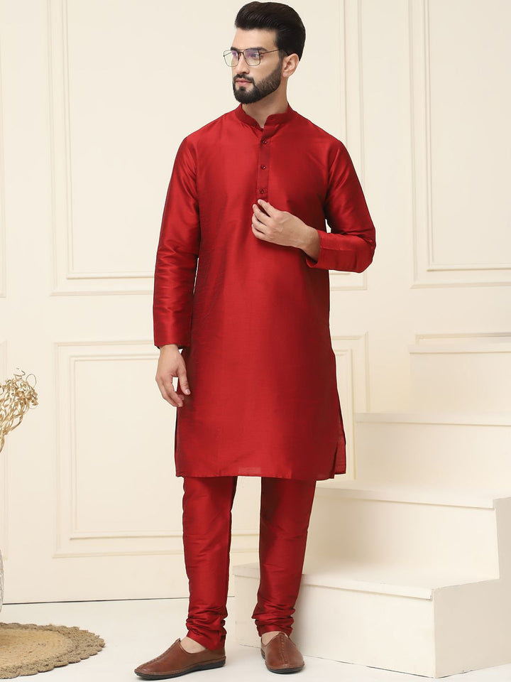 SOJANYA Mandarin Collar Straight Kurta With Churidar