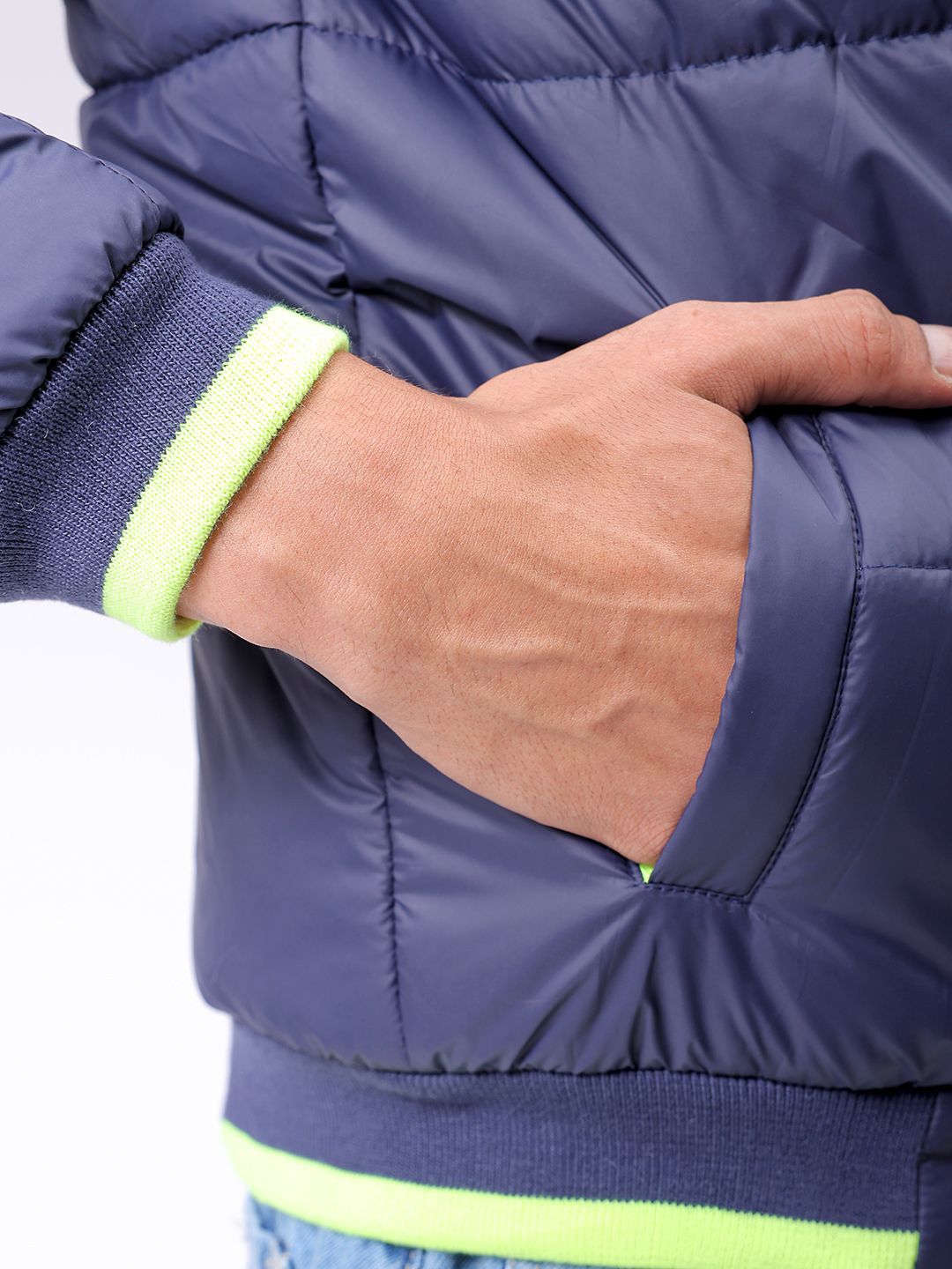 The Indian Garage Co Men Stand Collar Solid Casual Padded Jacket