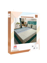 Myntra Elegant Homes Grey & Blue Geometric 400 TC Cotton King Bedsheet Set 2.70 m x 2.70 m